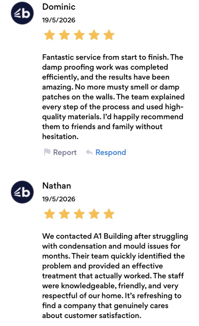 Five star customer reviews for A1 Roofing