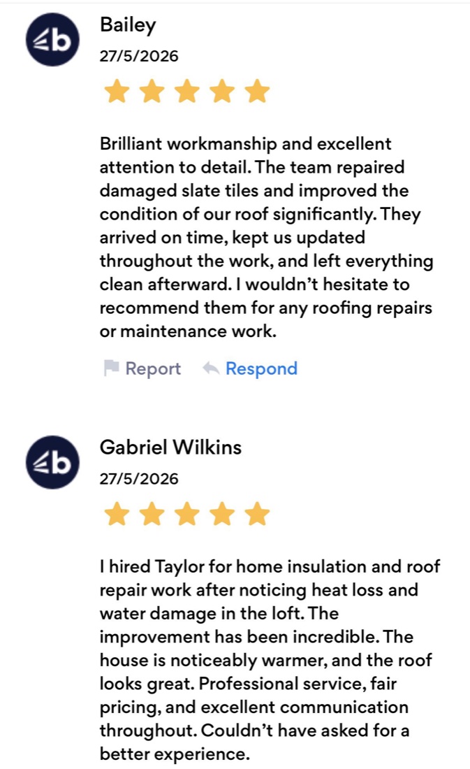 Five star customer reviews for A1 Roofing