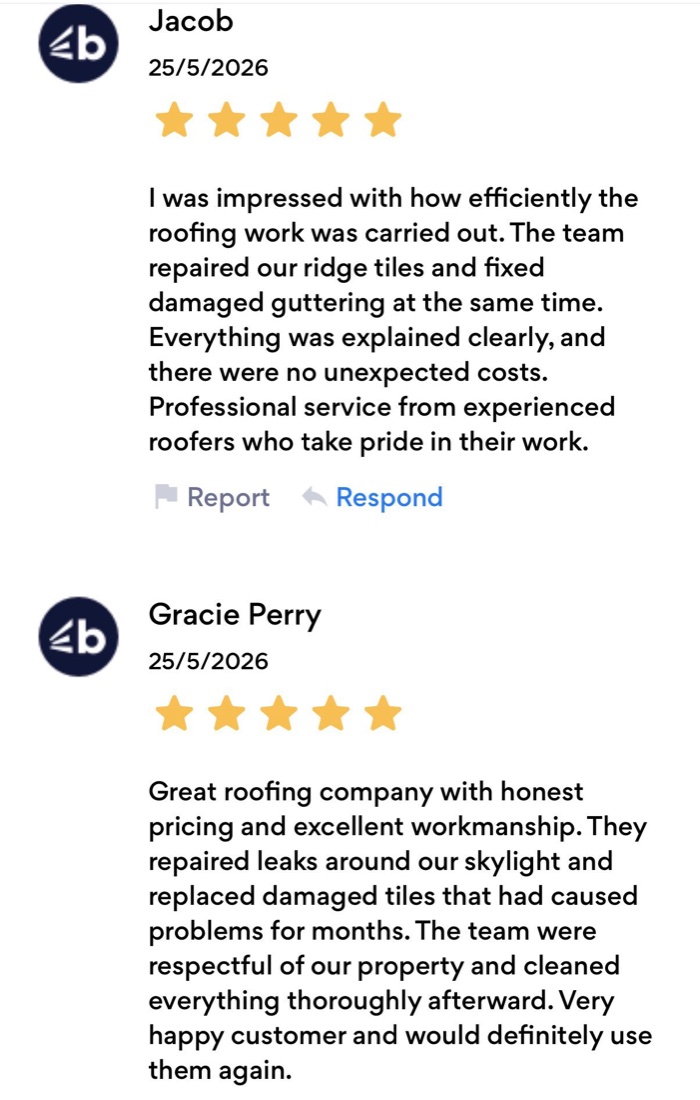 Five star customer reviews for A1 Roofing