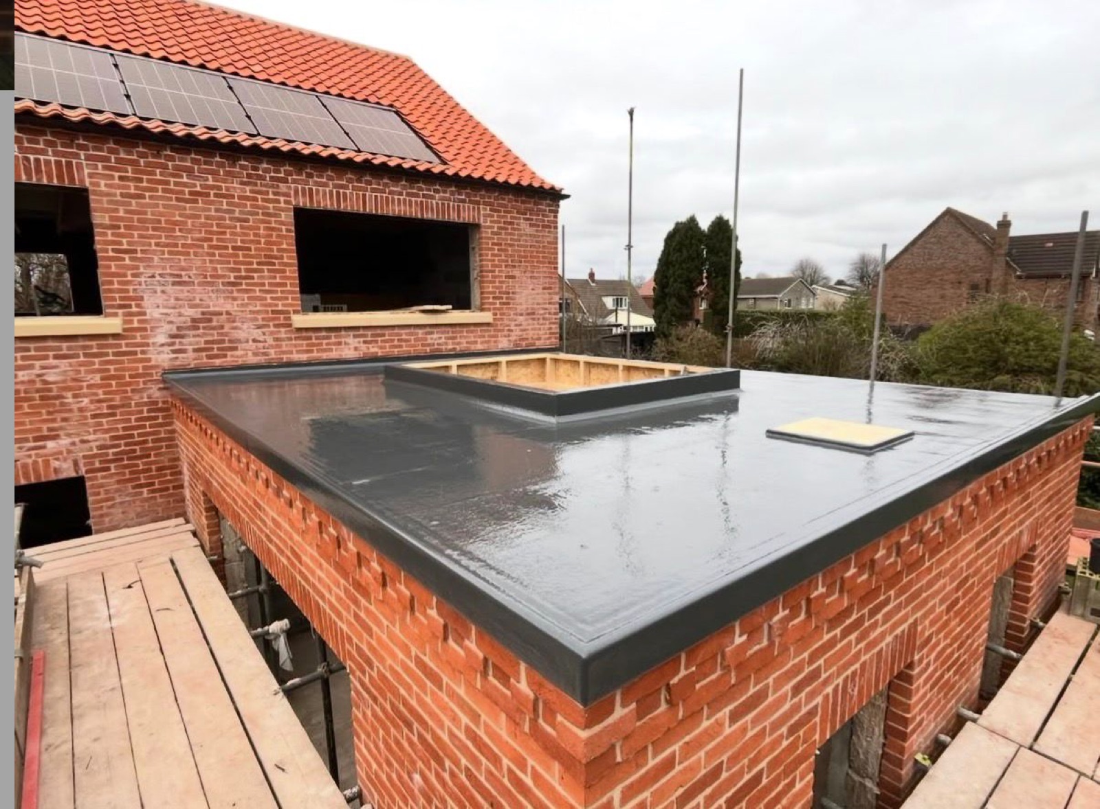 GRP fibreglass flat roof on a new extension